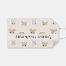 Boho Woodland Animals Pattern Baby Shower Gift Tag