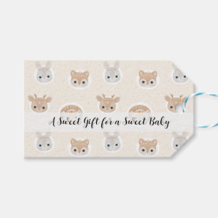 Boho Woodland Animals Pattern Baby Shower Gift Tag