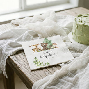 Boho Woodland Animals Rustic Baby Shower Napkins