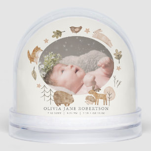 Boho Woodland Animals Stats Photo Snowglobe
