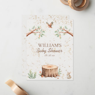 Boho Woodland Baby Shower Backdrop Personalised Card