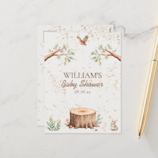 Boho Woodland Baby Shower Backdrop Personalised Holiday Postcard
