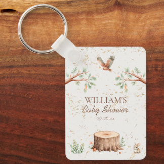 Boho Woodland Baby Shower Backdrop Personalised Key Ring