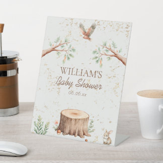 Boho Woodland Baby Shower Backdrop Personalised Pedestal Sign