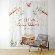 Boho Woodland Baby Shower Backdrop Personalised
