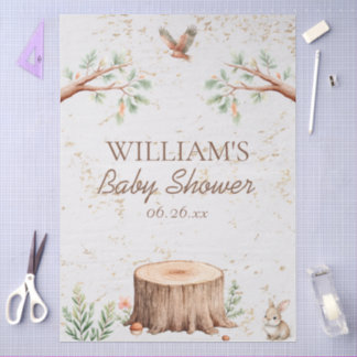 Boho Woodland Baby Shower Backdrop Personalised Tissue Paper
