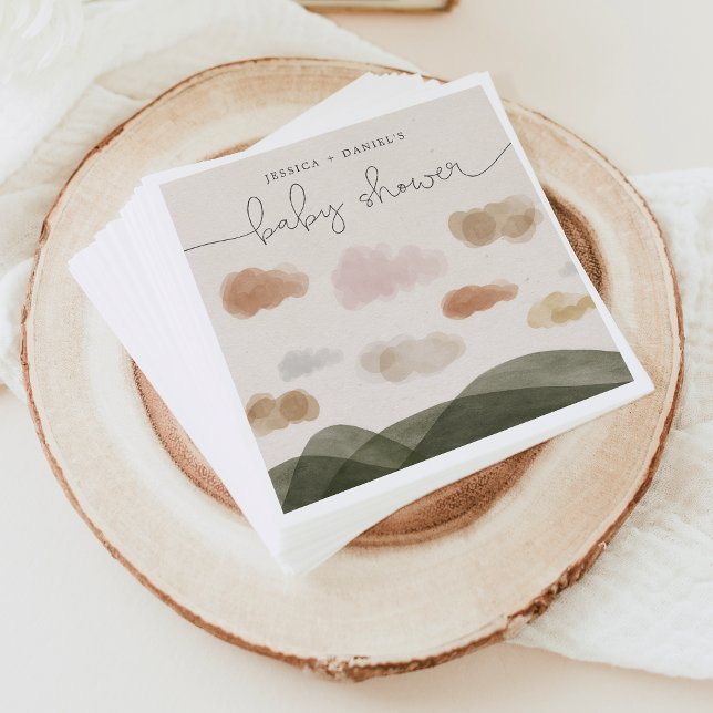 Boho Woodland Baby Shower Cocktail Napkin Modern (Creator Uploaded)