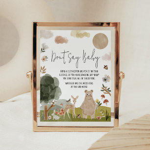 Boho Woodland Baby Shower Don't Say Baby Poster