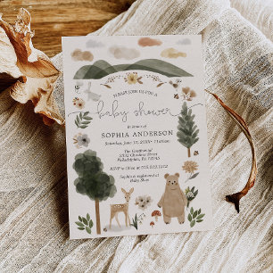 Boho Woodland Baby Shower Invitation Card