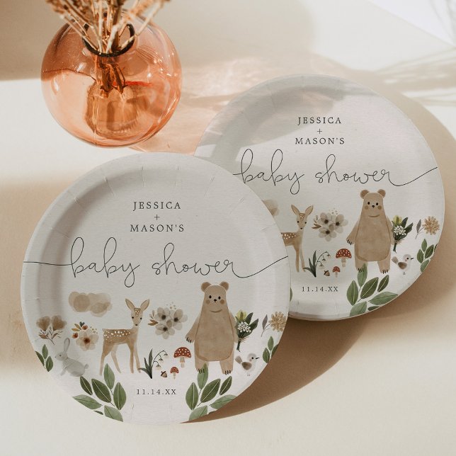 Boho Woodland Baby Shower Paper Plates (Creator Uploaded)