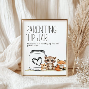 Boho Woodland Baby Shower Parenting Tip Jar Sign