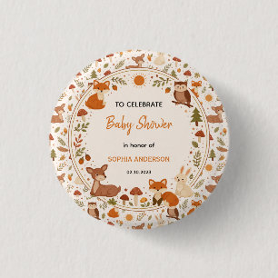Boho Woodland Baby Shower Rustic Forest Animals 3 Cm Round Badge