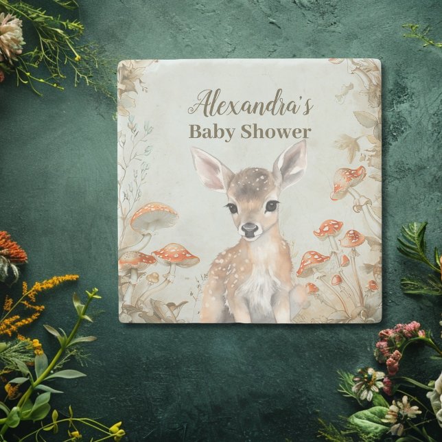 Boho Woodland Baby Shower Stone Coaster (Creator Uploaded)