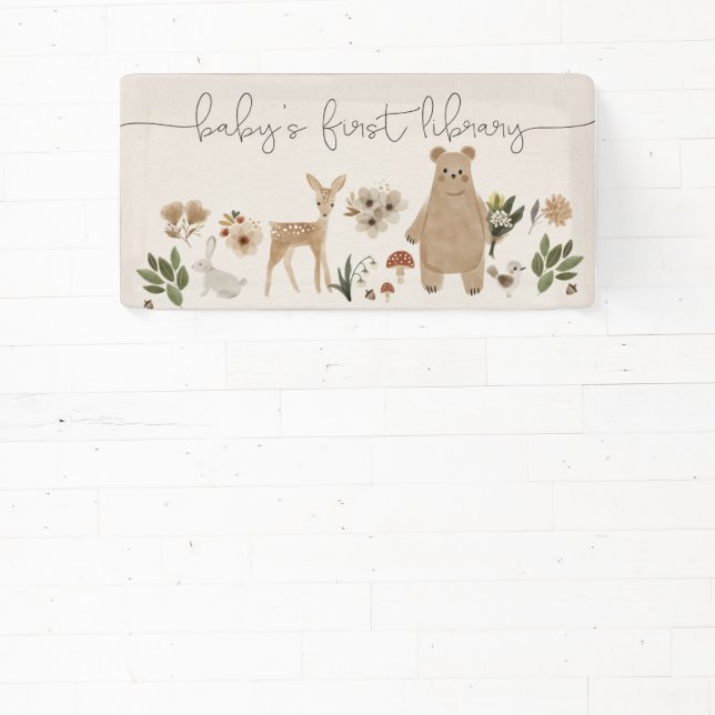 Boho Woodland Baby Shower Welcome Banner (Insitu)