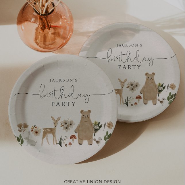 Boho Woodland Birthday Party Paper Plate (Creator Uploaded)