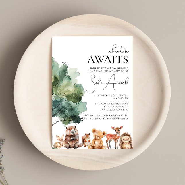 Boho Woodland Cute Animal Baby Shower Invitation (Creator Uploaded)