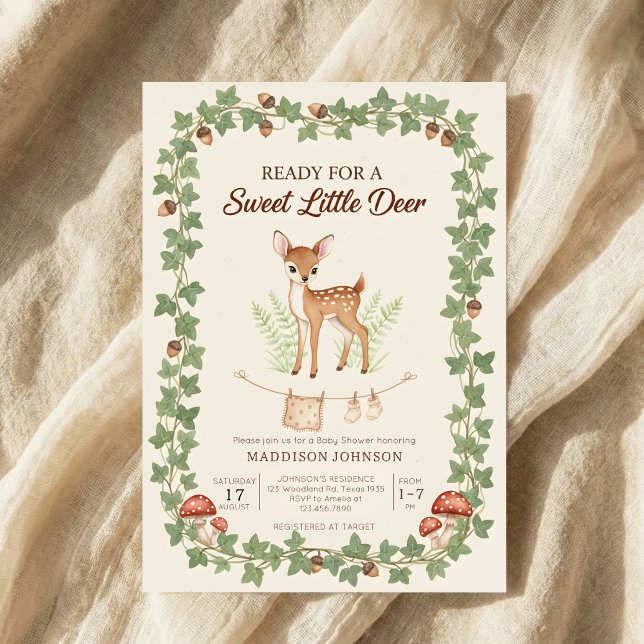 boho woodland deer greenery baby shower invitation (Creator Uploaded)