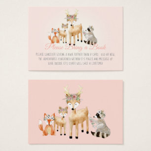 Boho Woodland Deer Racoon Fox Book Instead Card