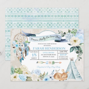 Boho Woodland Dreamcatcher Baby Shower Invitation