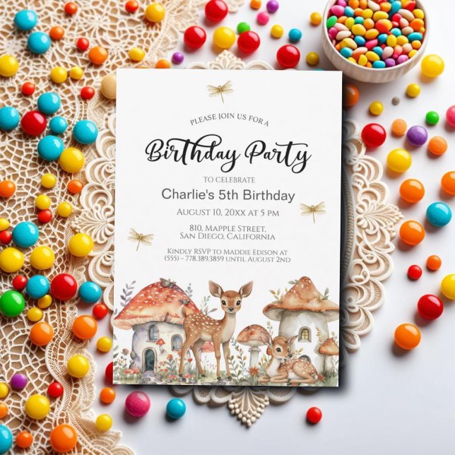 Boho Woodland Forest Animals 5th Birthday Party Invitation (Creator Uploaded)