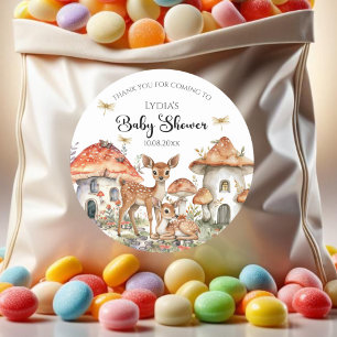 Boho Woodland Forest Animals Baby Shower Classic Round Sticker