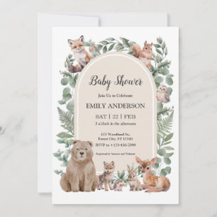 Boho Woodland Forest Animals Baby Shower Invitatio Invitation