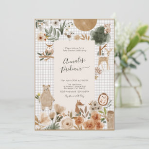 Boho Woodland Forest Animals Baby Shower Invitation