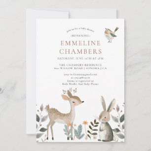 Boho Woodland Forest Animals  Baby Shower  Invitation