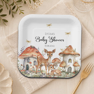 Boho Woodland Forest Animals Baby Shower Paper Plate