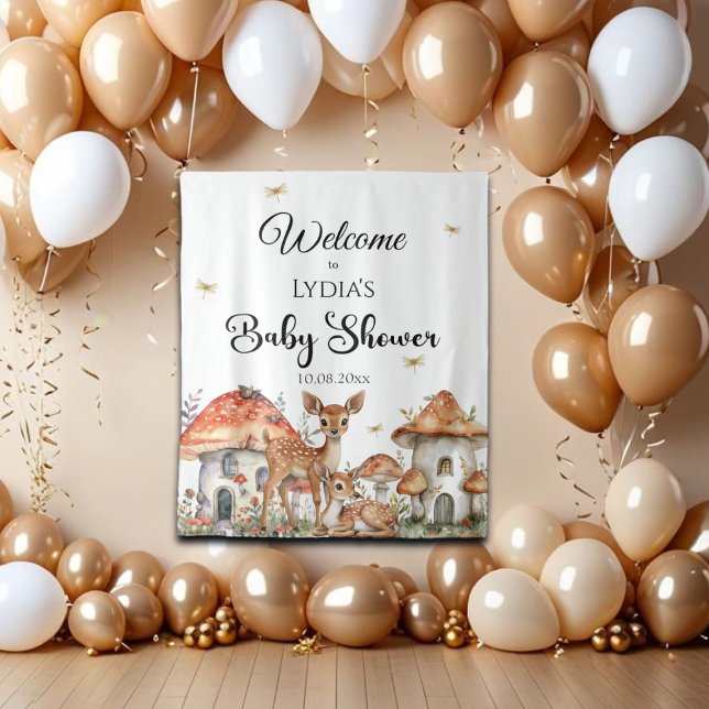 Boho Woodland Forest Animals Baby Shower Welcome Tapestry (Creator Uploaded)