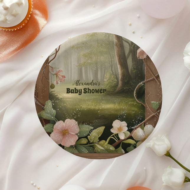 Boho Woodland Forest Baby Shower Paper Plate (Creator Uploaded)