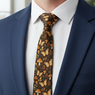Boho Woodland Forest Mushrooms    Fall Colours Tie