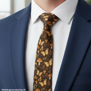 Boho Woodland Forest Mushrooms Fall Colours Tie