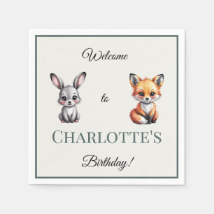 Boho Woodland Girl Baby Shower Birthday Party Napkin