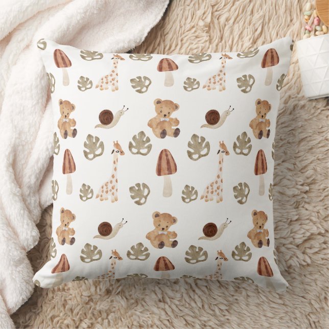 Boho Woodland Jungle Animal Pattern Cushion (Blanket)