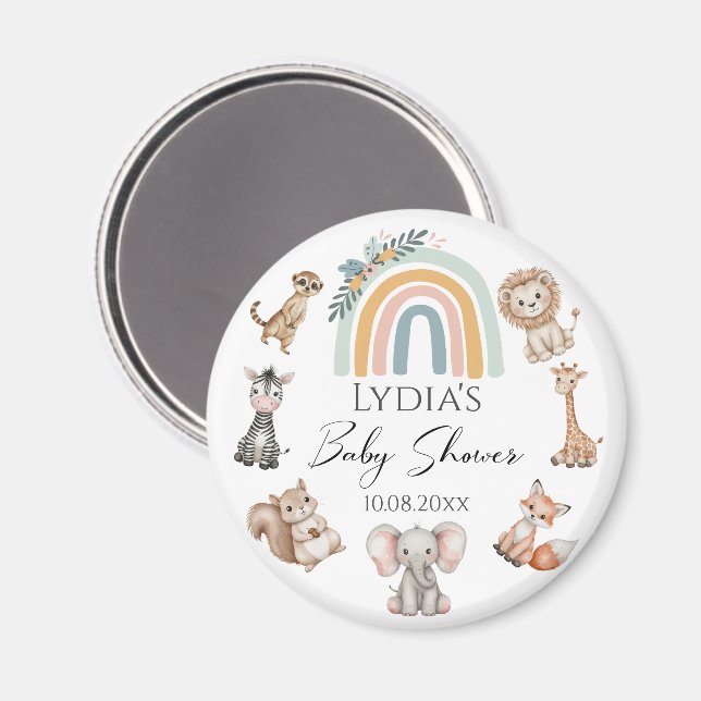 Boho Woodland Jungle Animals Baby Shower Magnet (Front/Back)