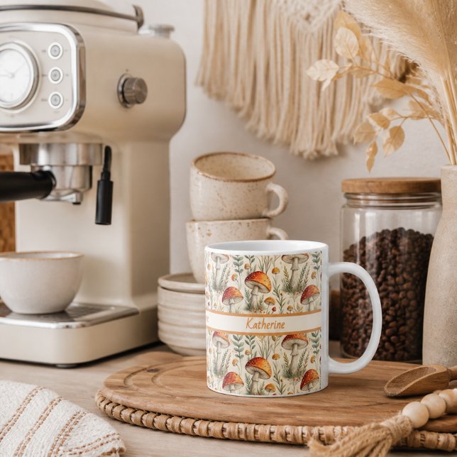 Boho Woodland Mushroom Pattern Coffee Mug (Creator Uploaded)