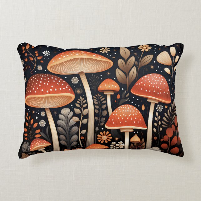 Boho Woodland mushroom pattern Decorative Cushion (Front)