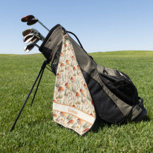 Boho Woodland Mushroom Pattern Golf Towel