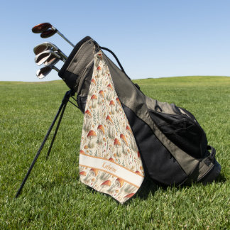 Boho Woodland Mushroom Pattern Golf Towel