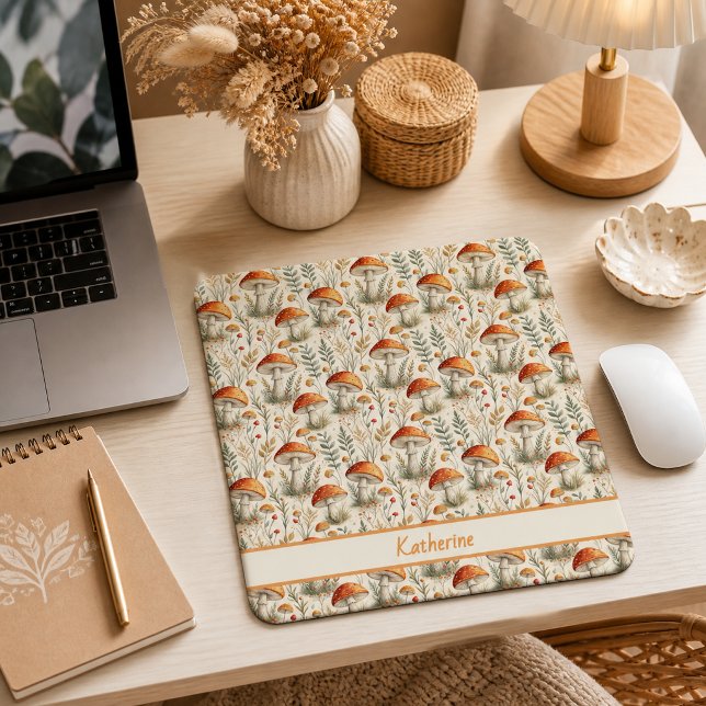 Boho Woodland Mushroom Pattern Mouse Mat (Creator Uploaded)