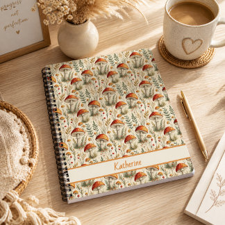 Boho Woodland Mushroom Pattern Notebook