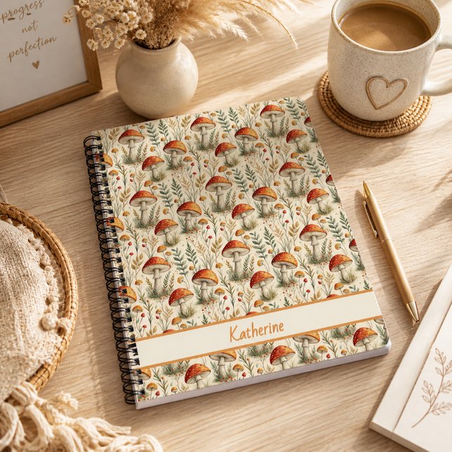 Boho Woodland Mushroom Pattern Notebook (Creator Uploaded)