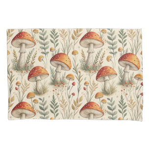 Boho Woodland Mushroom Pattern Pillowcase
