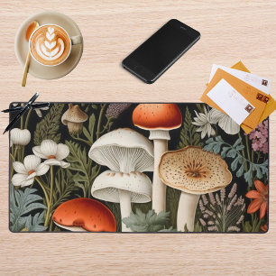 Boho Woodland Mushrooms Wildflower Garden Sports Desk Mat