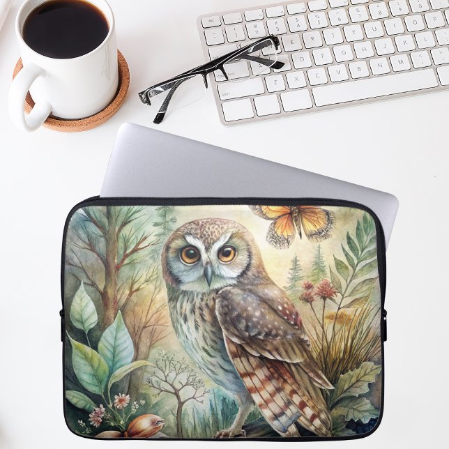 Boho Woodland Owl Laptop Sleeve (Creator Uploaded)