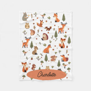 Boho Woodland Personalised Baby Fleece Blanket