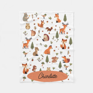 Boho Woodland Personalised Baby Fleece Blanket