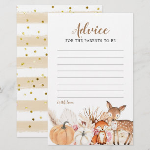 Boho Woodland Pumpkin Baby Shower Advice Card