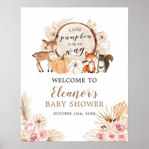 Boho Woodland Pumpkin Baby Shower Welcome Sign